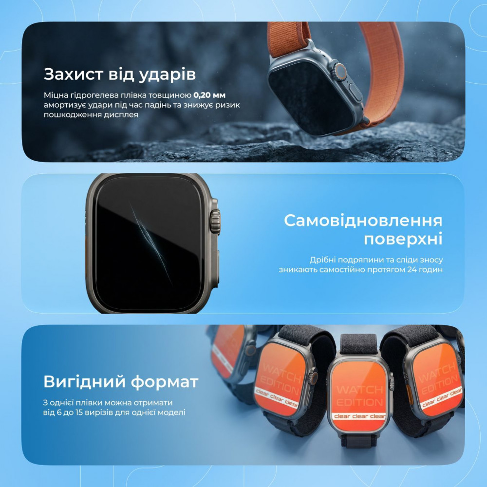 Защитная гидрогелевая пленка Proove Hydrogel Screen Protection WATCH EDITION Clear - фото 5