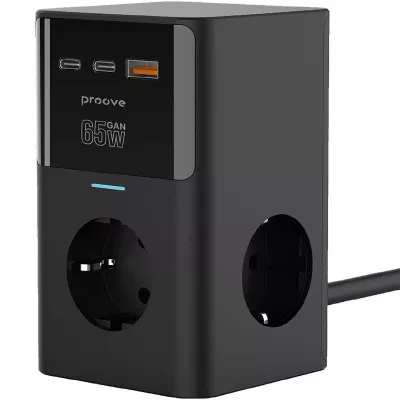 Мережевий фільтр Proove Power Cube 65W (3xAC + 2xType-C + 1xUSB) 1.5m — Придбати в Україні
