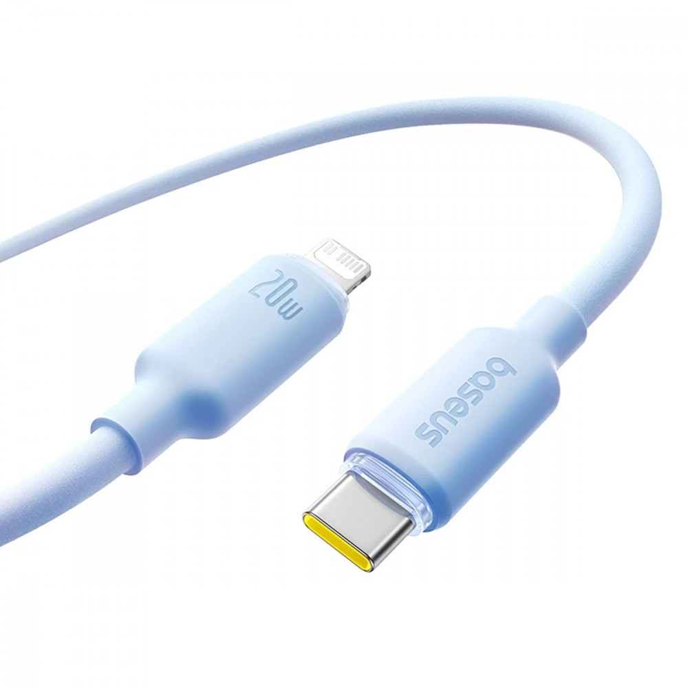Кабель Baseus Foamed Silicone Fast Charging Type-C to Lightning 20W (1m) blue (E0426A02) Синий на картинке №3