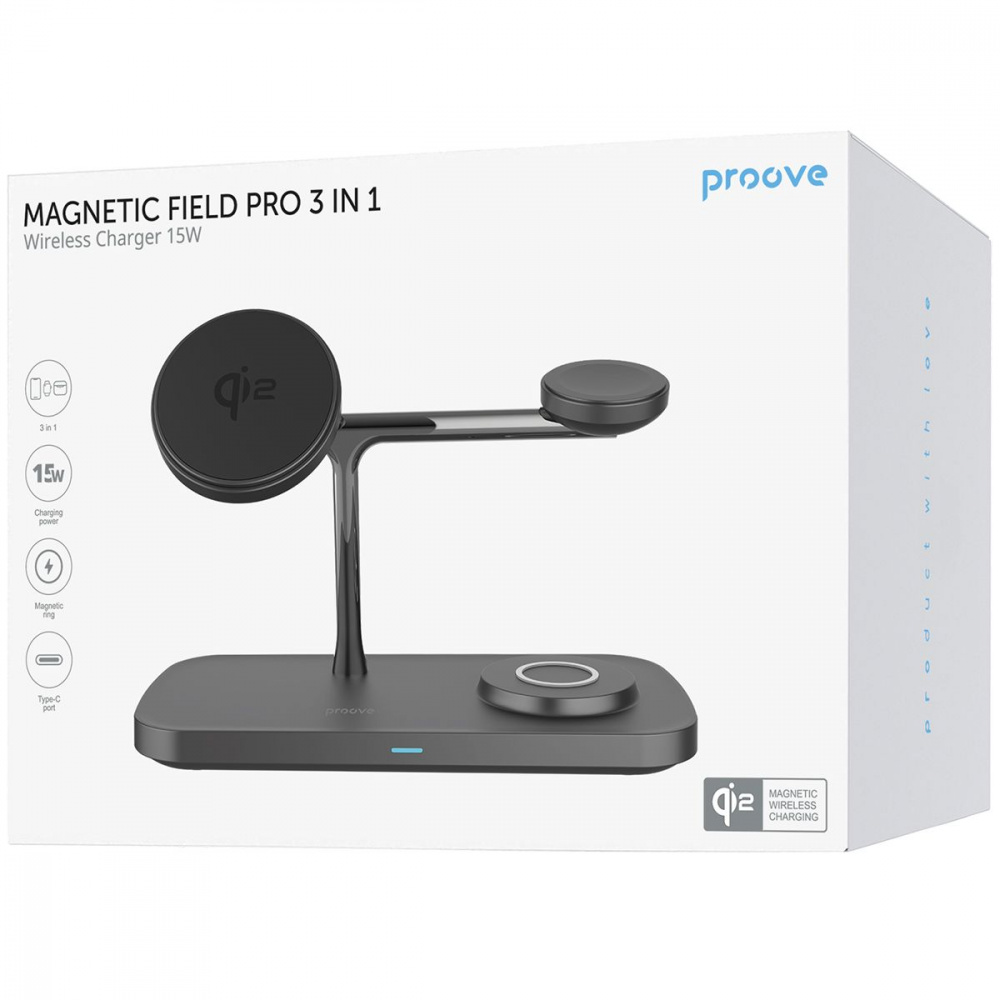 Бездротовий ЗП Proove Magnetic Field Pro 3 in 1 Qi2 — Придбати в Україні - фото 1