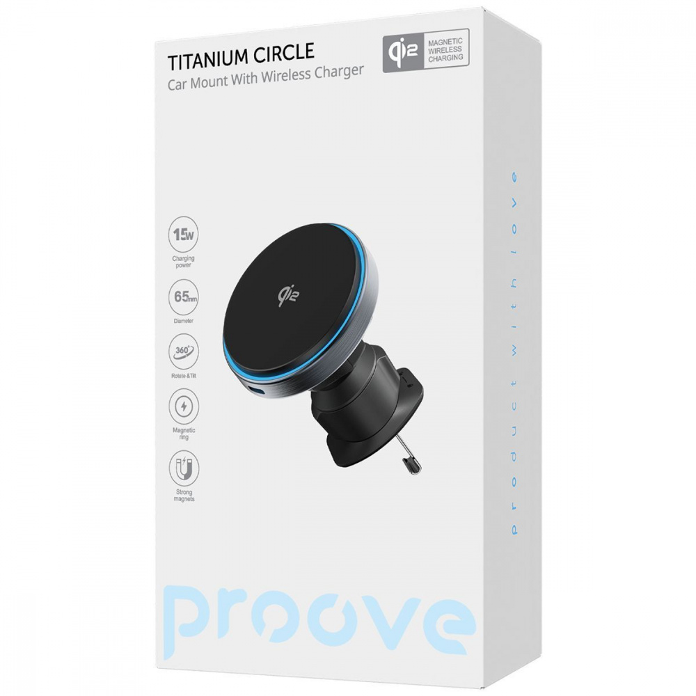 Автомобільний тримач з Бездротовим ЗП Proove Titanium Circle Qi2 15W — Придбати в Україні - фото 1