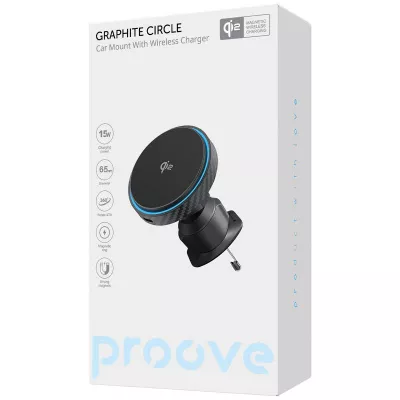 Купить Автомобільний тримач з Бездротовим ЗП Proove Graphite Circle Qi2 15W 63020 - Ncase