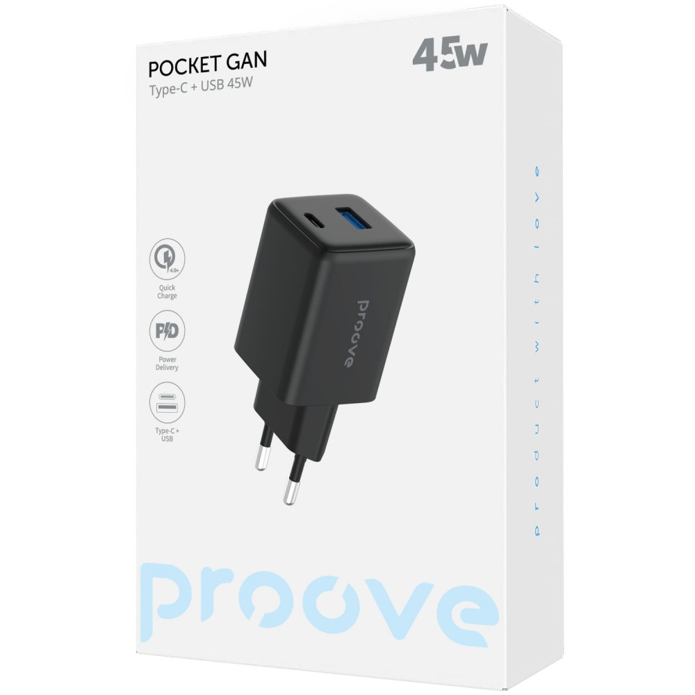 МЗП Proove Pocket Gan 45W Type-C + USB black на малюнкі №2