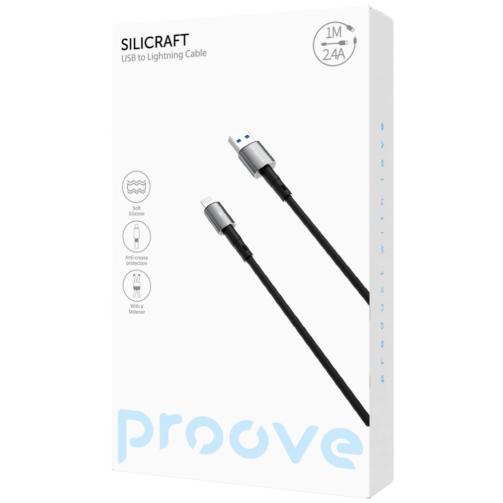 Кабель Proove Silicraft USB to Lightning 2.4A (1m) black на малюнкі №2