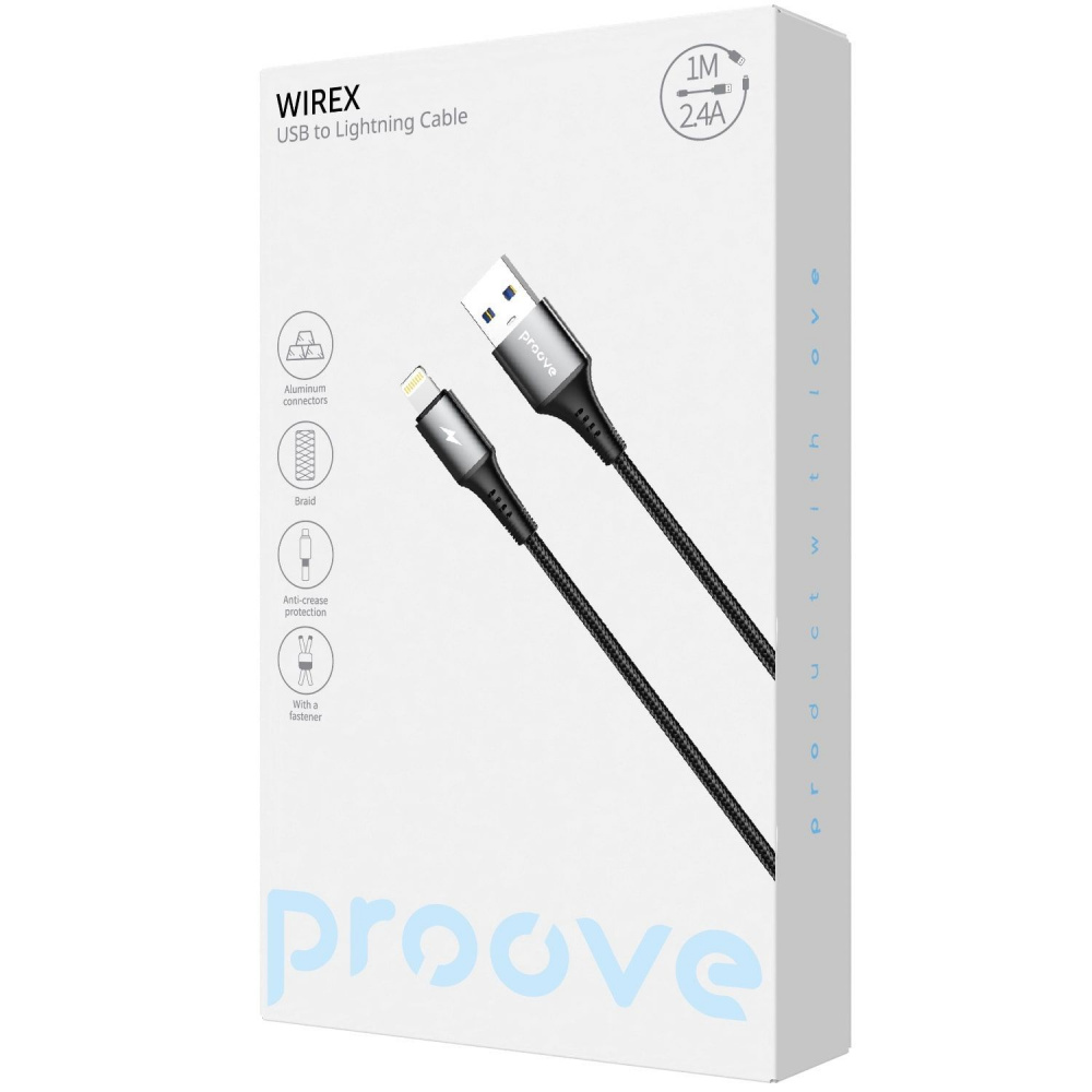 Кабель Proove WireX USB to Lightning 2.4A (1m) - фото 1