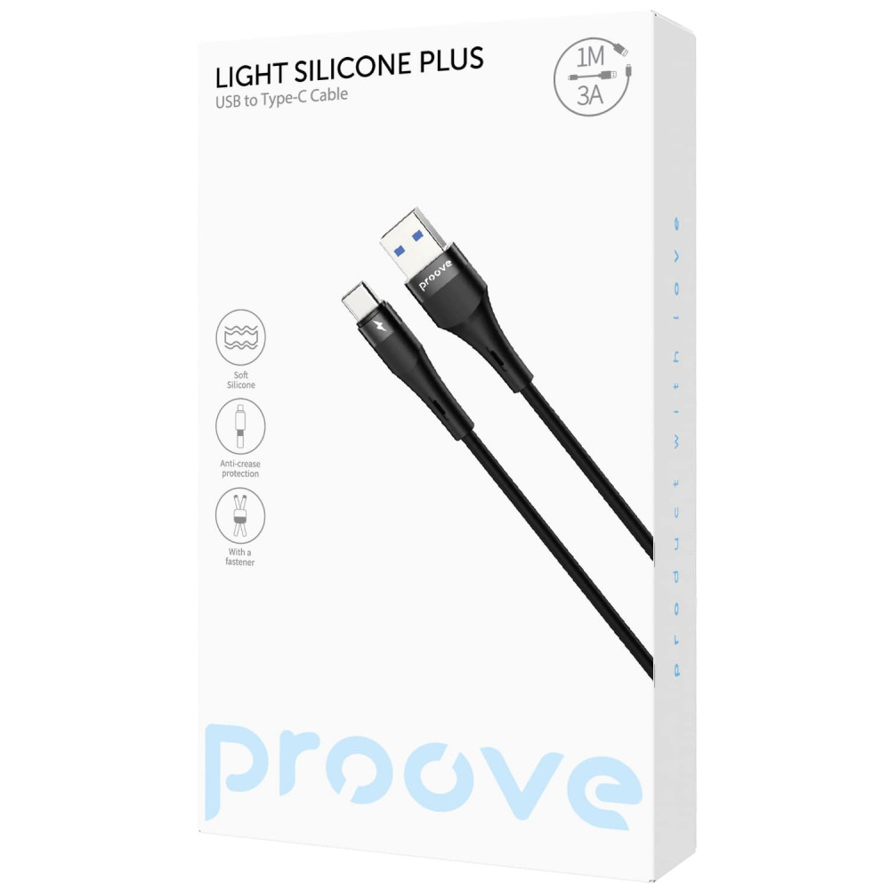 Кабель Proove Light Silicone Plus USB to Type-C 3A (1m) white на малюнкі №2