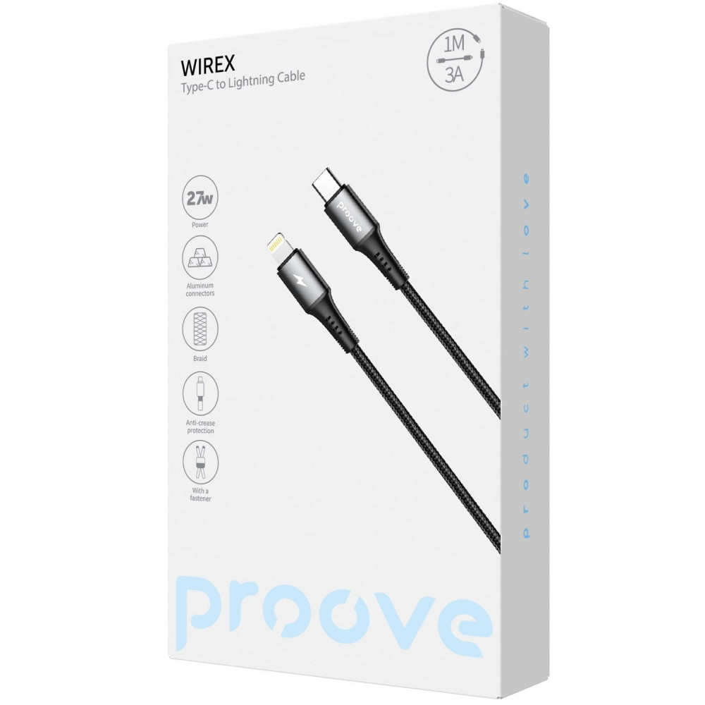 Кабель Proove WireX Type-C to Lightning 27W (1m) black на малюнкі №2