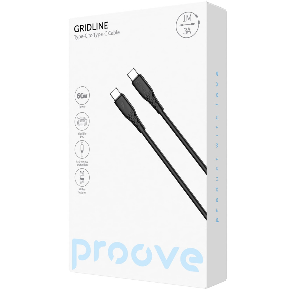 Кабель Proove GridLine Type-C to Type-C 60W (1m) white на малюнкі №2