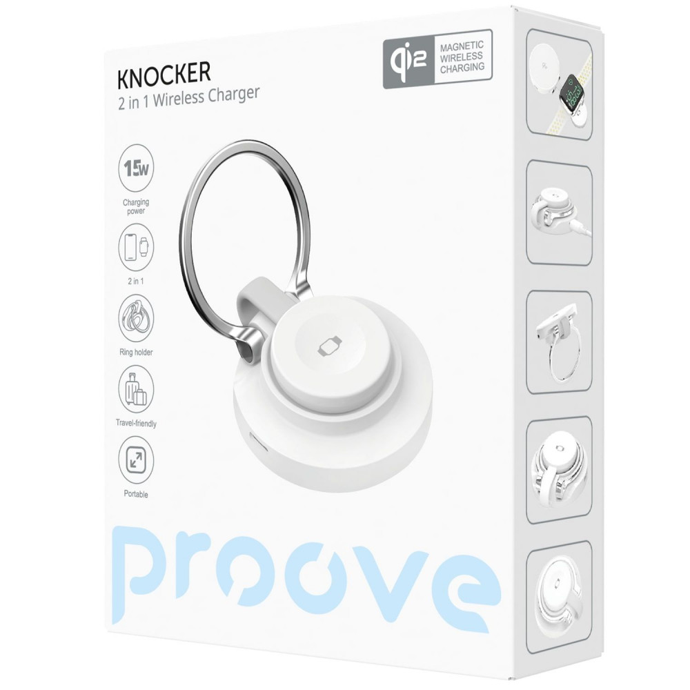 Бездротовий ЗП Proove Knocker 2 in 1 white на малюнкі №2