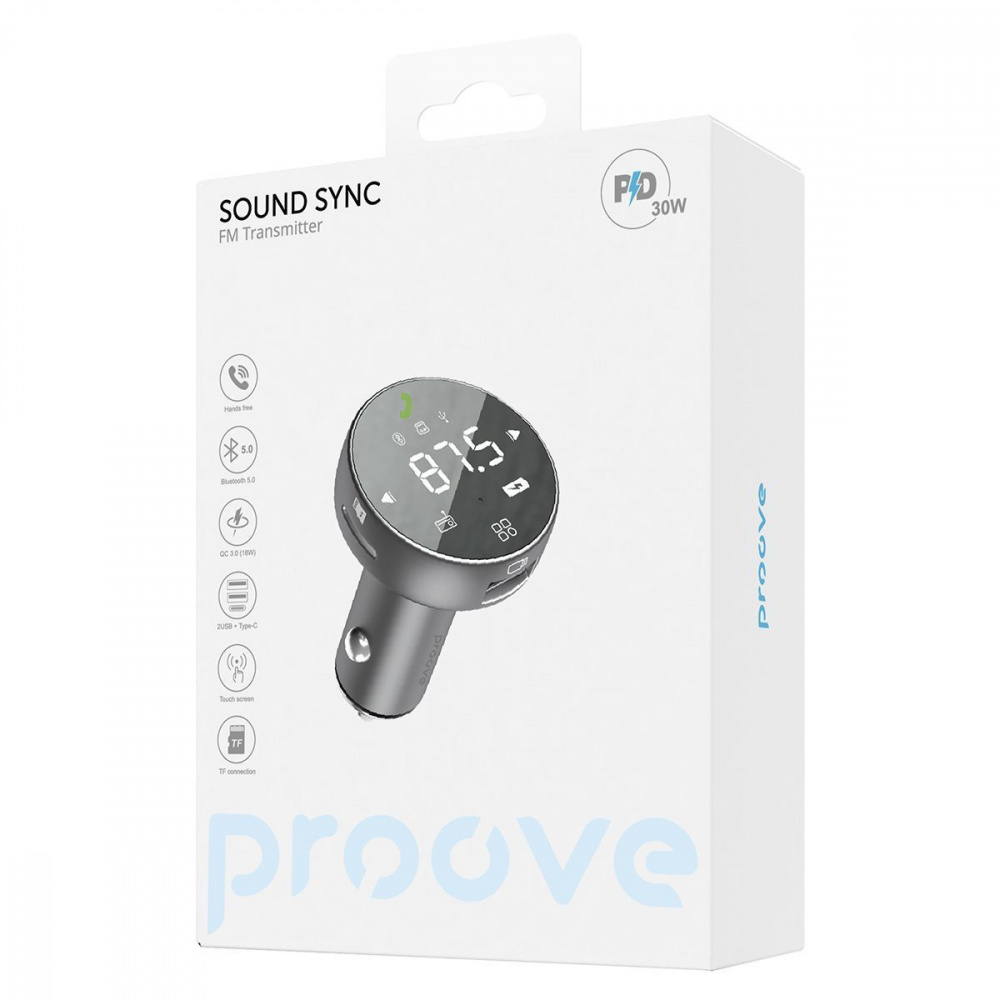 Автомобильное ЗУ Proove FM Launcher Sound Sync 30W (PD+QC3.0) Type-C+USB - фото 1