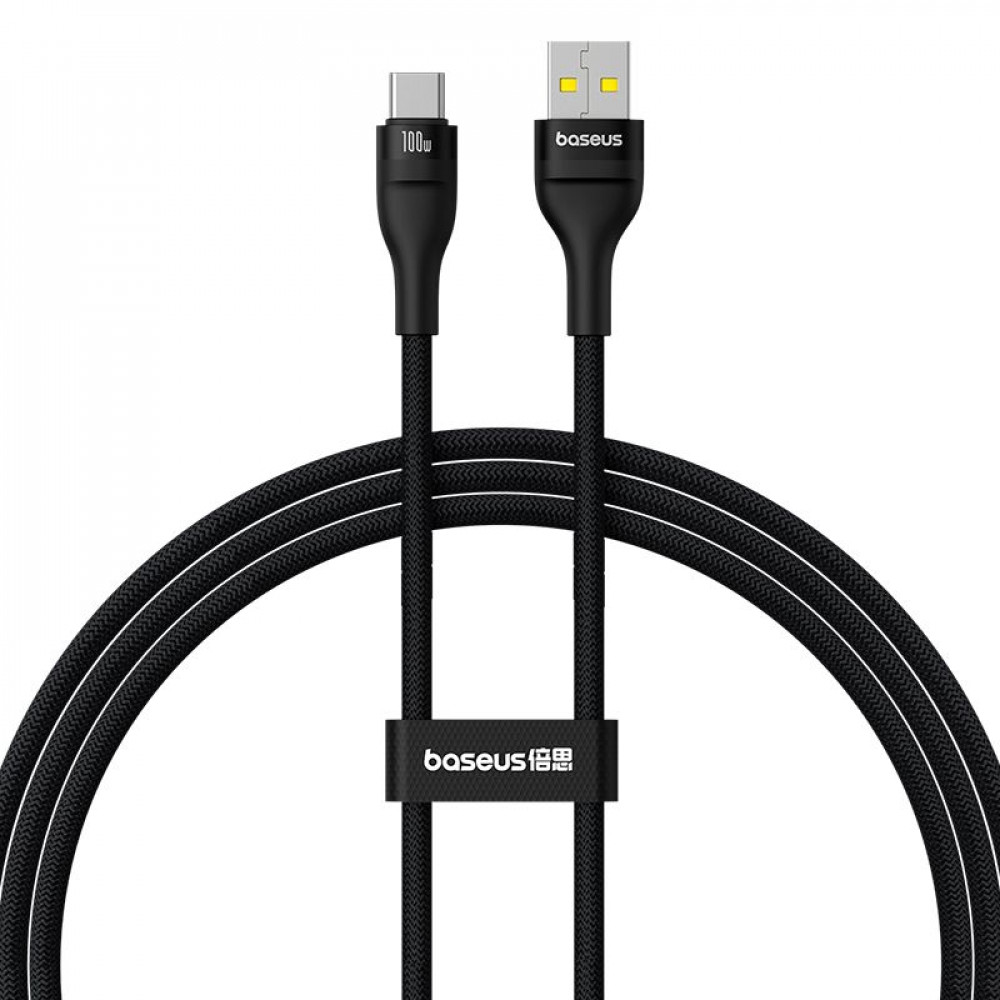 Кабель Baseus Flash 2 Charging Cable USB to USB-C 100W 1m black (P10311804111-00) Черный на картинке №1