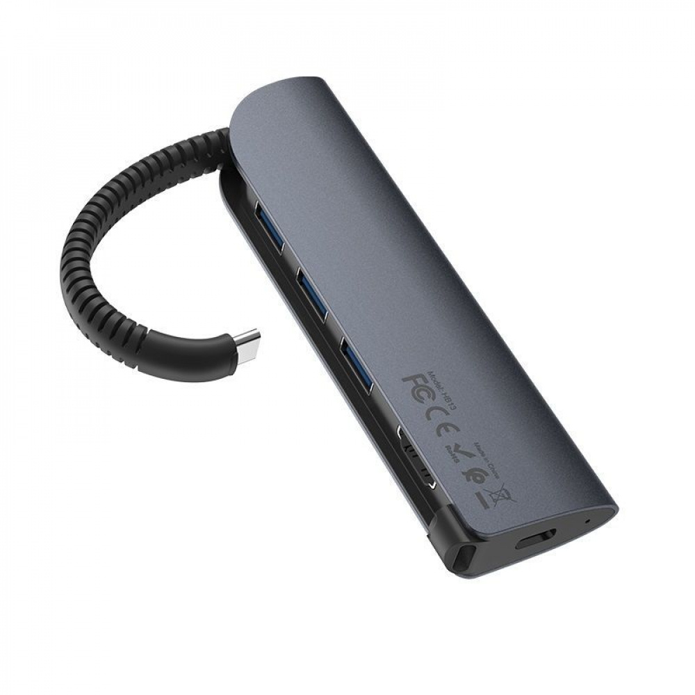 USB-Хаб Hoco HB13 EasyLink (Type-C to USB3.0*3+HDMI+PD) - фото 5