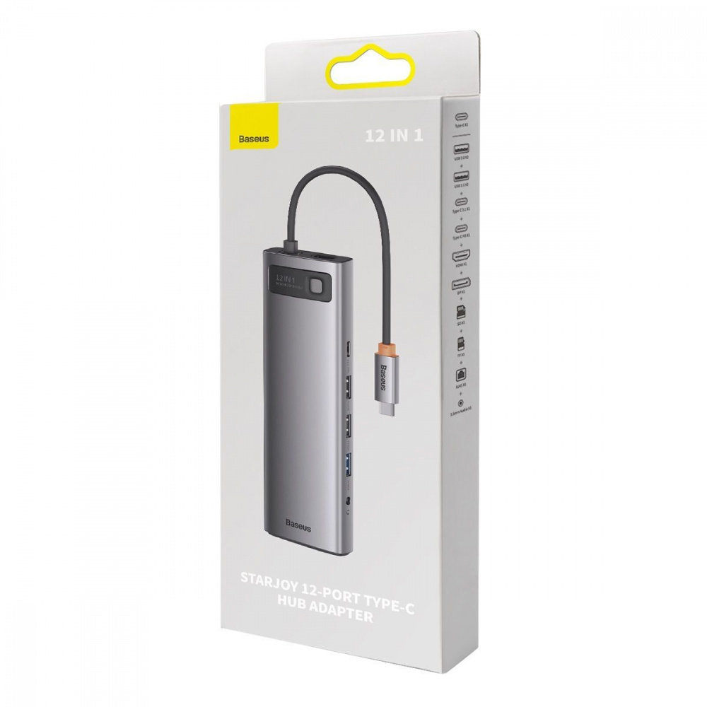 USB-Хаб Baseus Metal Gleam Series 12-in-1 (Type-C to HDMI+USB3.1*2+USB3.0*2+Type-C 3.1+PD+RJ45+SD/TF — Придбати в Україні - фото 1