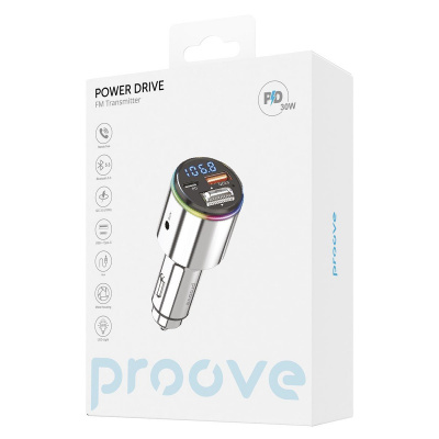 Купить Автомобильное ЗУ Proove FM Launcher Power Drive 30W (PD+QC3.0) Type-C+USB+AUX 50882 - Ncase