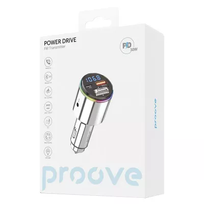 Купить АЗП Proove FM Launcher Power Drive 30W (PD+QC3.0) Type-C+USB+AUX 50882 - Ncase