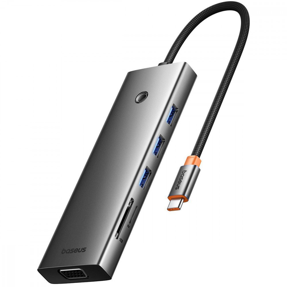 Type-C-Хаб Baseus UltraJoy Series 10-Port HUB (HDMI+VGA+USB3.0*3+PD+RJ45+SD/TF+3.5mm) gray на малюнкі №4