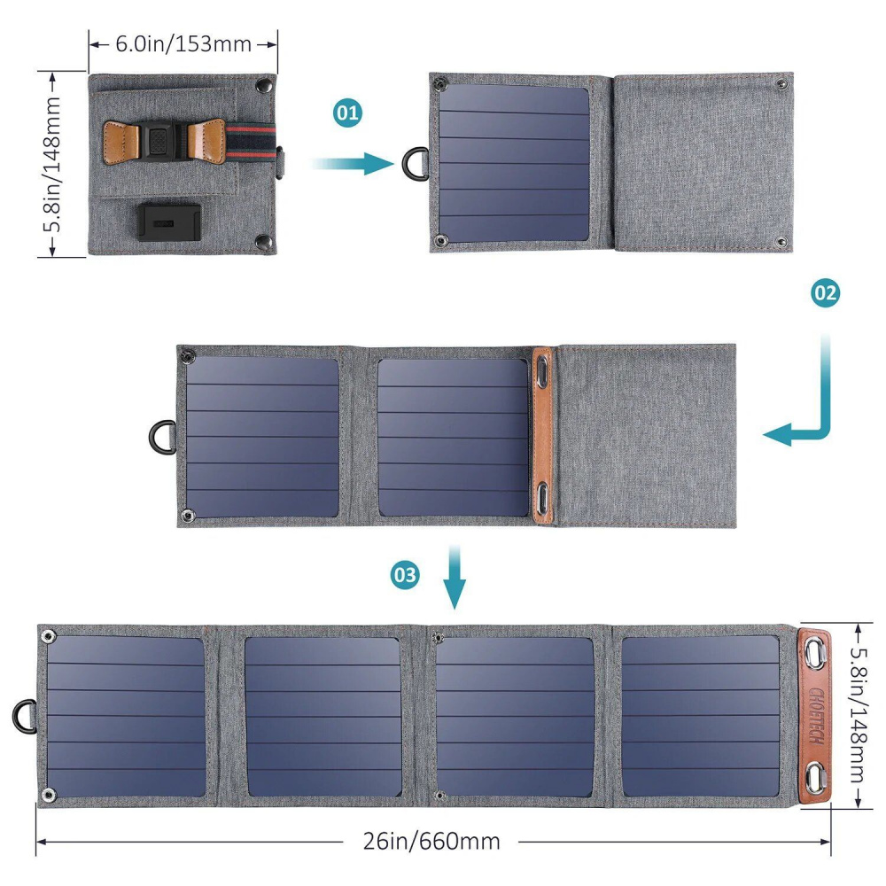 Choetech 14W Foldable Solar charger Panel - фото 1