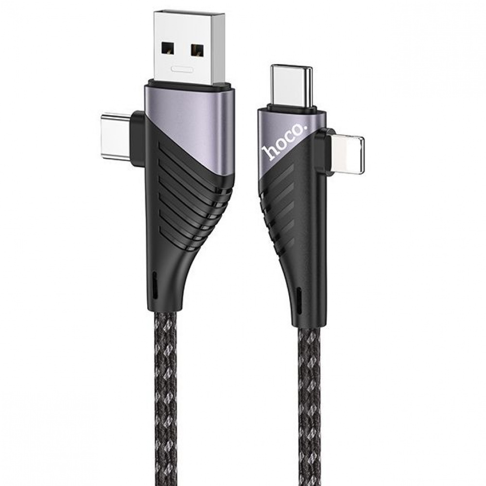 Кабель Hoco U95 4in1 Illustrious Multifunction Micro USB + Type-C to Type-C + Lightning PD