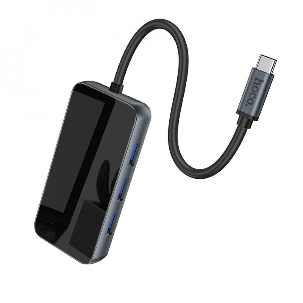 USB-Хаб Hoco HB16 Easy Expand (Type-C to USB3.0*3+HDMI+PD+RJ45) - фото 3