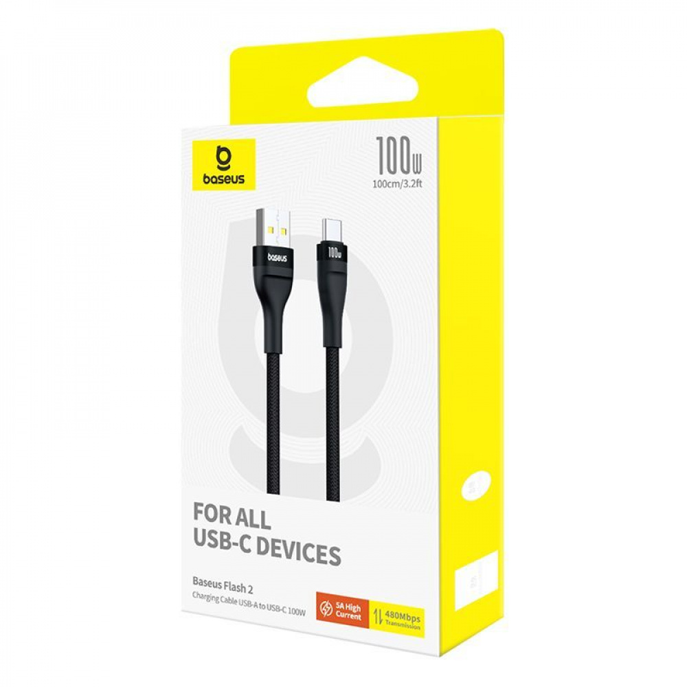 Кабель Baseus Flash 2 Charging Cable Type-C 100W 1m — Придбати в Україні