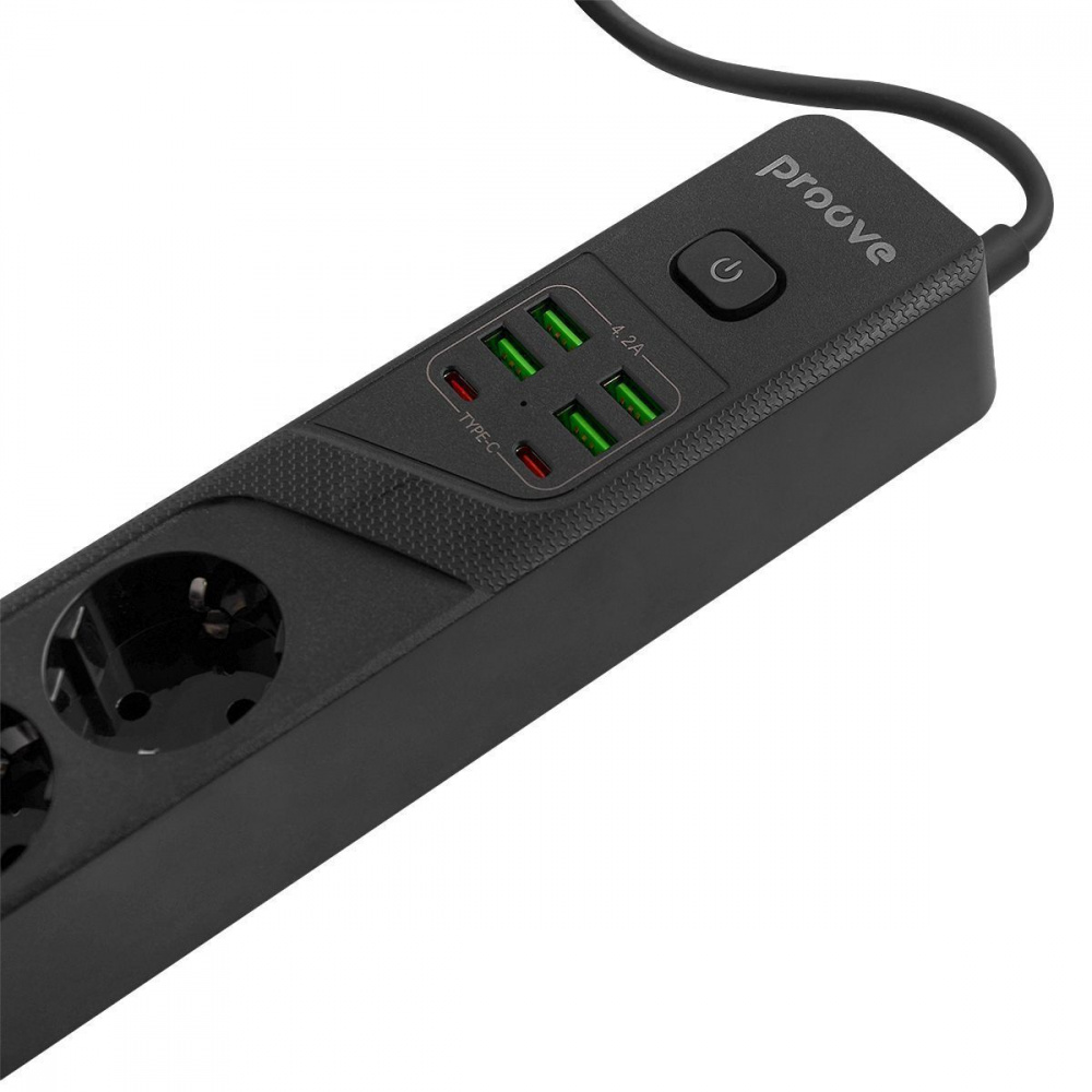 Сетевой фильтр Proove Power Strip P-04 (4 розетки + 4 USB + 2 Type-C) 2М - фото 5