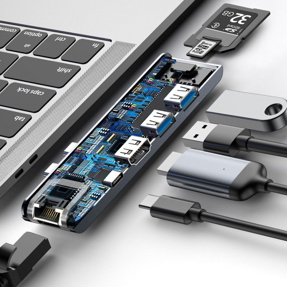 USB-Хаб Baseus Thunderbolt C 7-in-1 — Придбати в Україні - фото 3