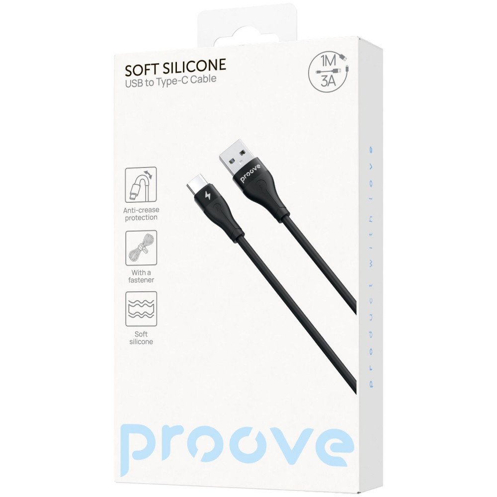 Кабель Proove Soft Silicone USB to Type-C 3A (1m) - фото 1
