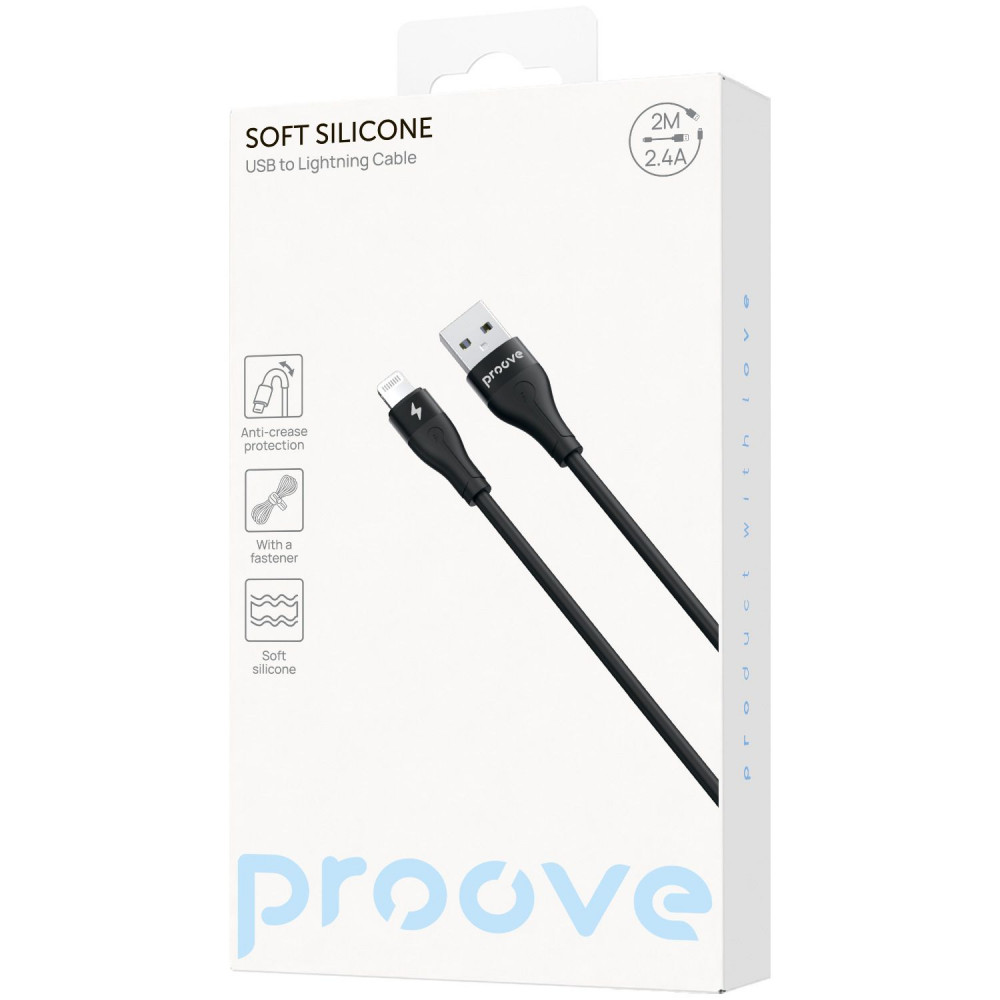 Кабель Proove Soft Silicone USB to Lightning 2.4A (2m) — Придбати в Україні - фото 1