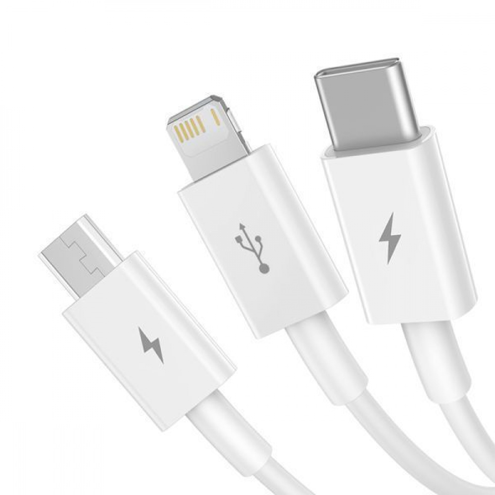 Кабель Baseus Superior Series Fast Charging 3-in-1 (Micro USB+Lightning+Type-C) 3.5A (1.5m) — Придбати в Україні - фото 2