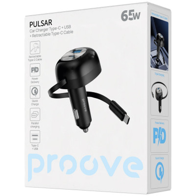 АЗП Proove Pulsar 65W (Type-C + USB) + Retractable Type-C Cable — Придбати в Україні