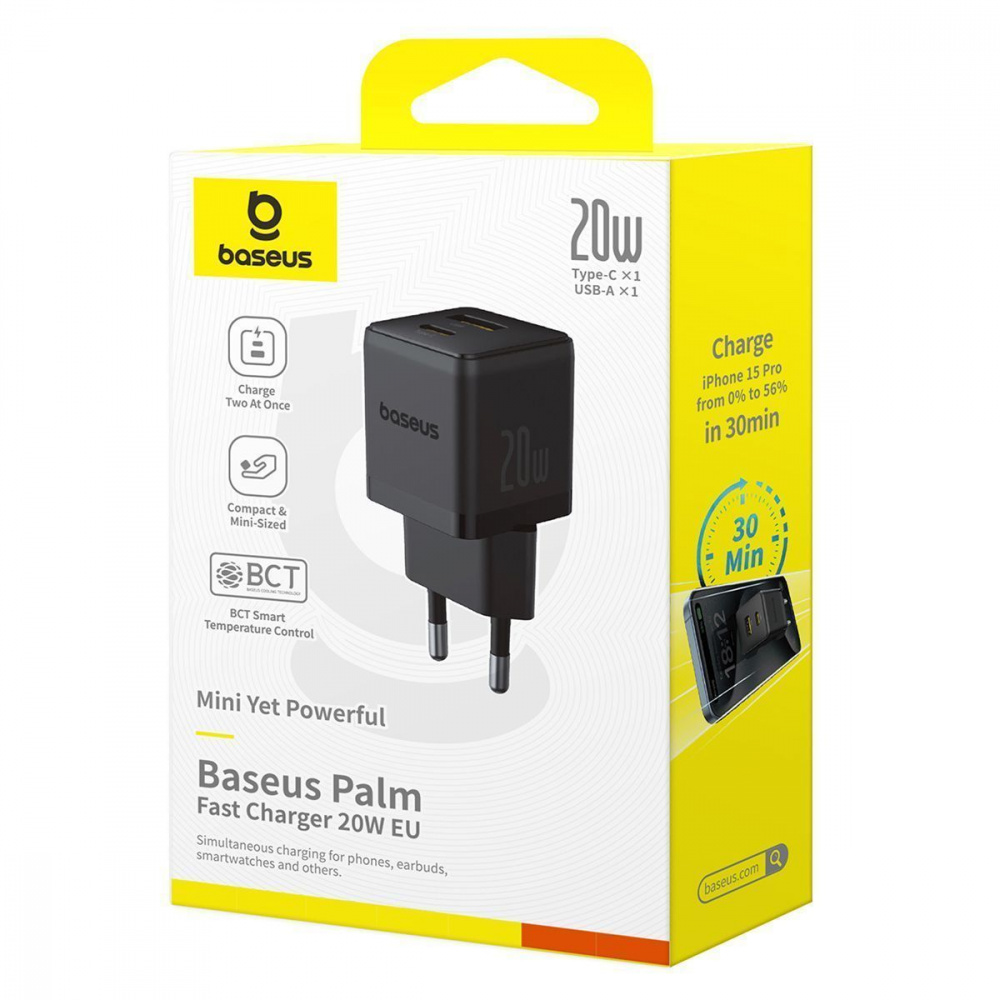 МЗП Baseus Palm Fast Charger Type-C+USB 20W — Придбати в Україні - фото 1