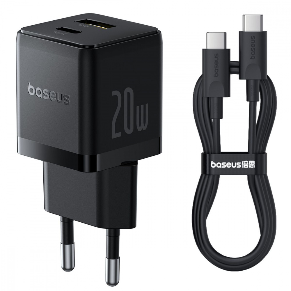 МЗП Baseus Palm Fast Charger Type-C+USB 20W (With Cable Type-C to Type-C 60W 1m) — Придбати в Україні - фото 4