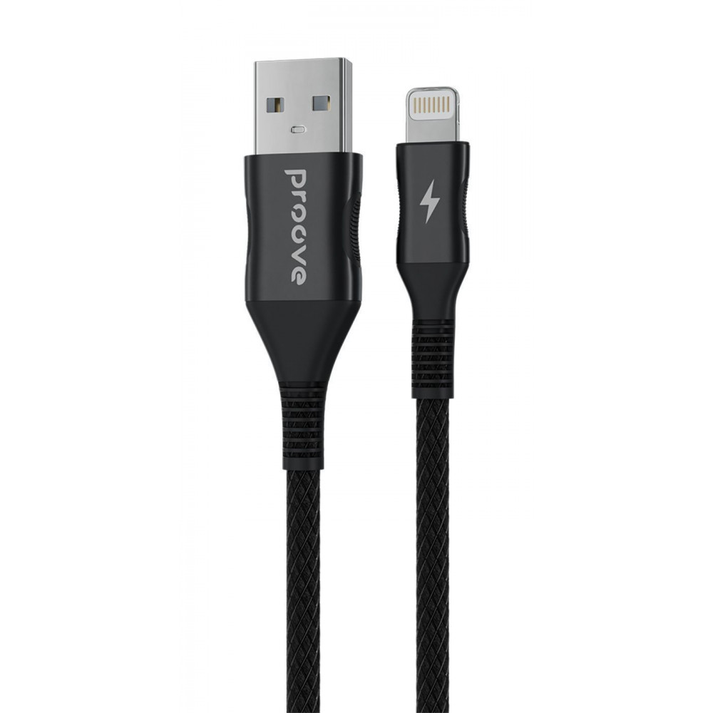 Кабель Proove Braided Scout USB to Lightning 2.4A (1m) black на малюнкі №1