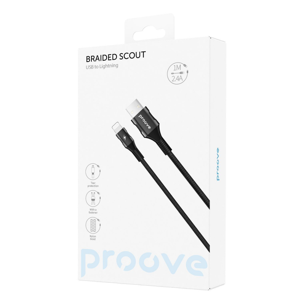 Кабель Proove Braided Scout USB to Lightning 2.4A (1m) — Придбати в Україні