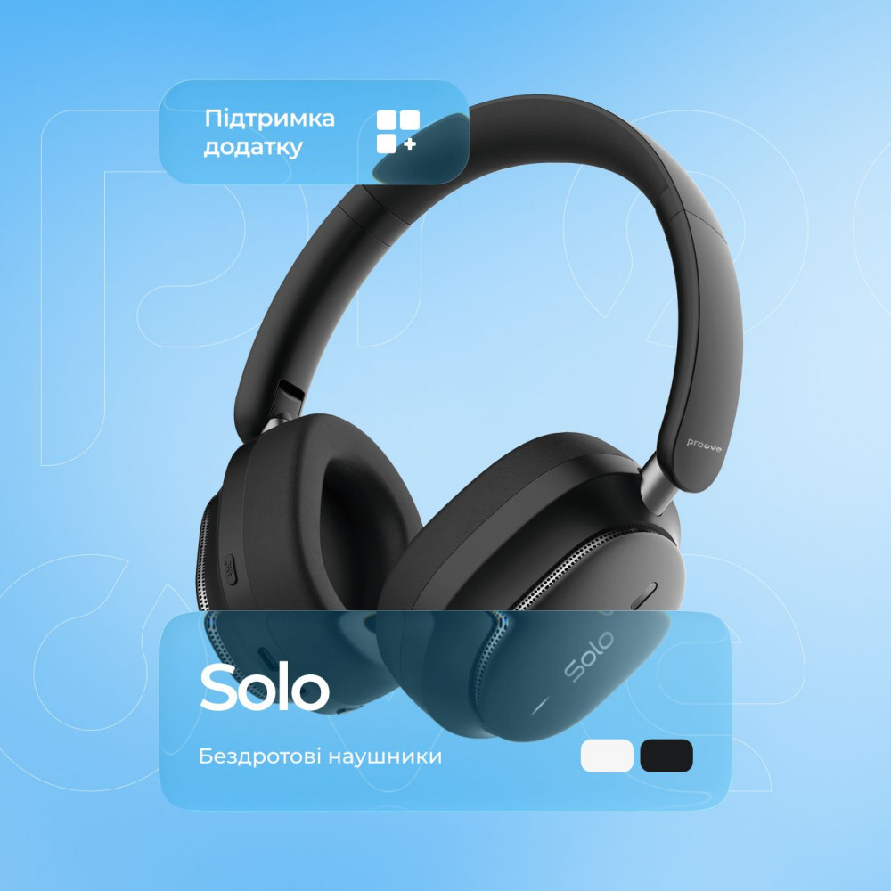 Бездротові навушники Proove Solo with ANC (APP) black (HPSL0001AP01) Чорний на малюнкі №16