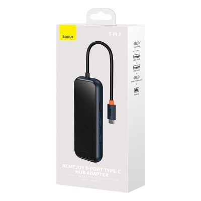 Купить Type-C-Хаб Baseus AcmeJoy 5-Port Type-C HUB (Type-C to 2xUSB3.0 + USB2.0 + Type-C PD&Data + RJ45) 42536 - Ncase