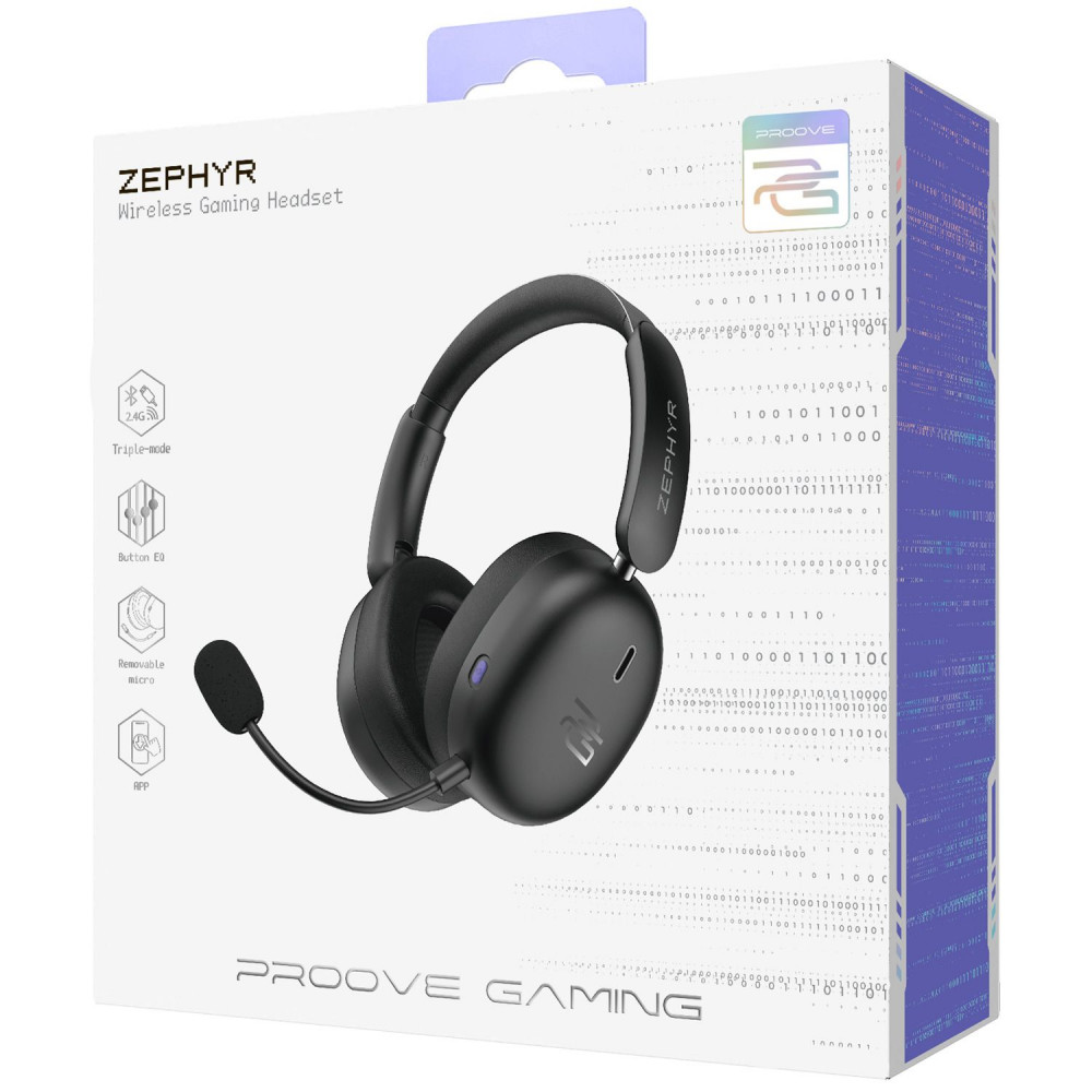Бездротова ігрова гарнітура Proove Gaming Zephyr (APP) black/purple (WHZP00022001) Чорний/фіолетовий на малюнкі №2