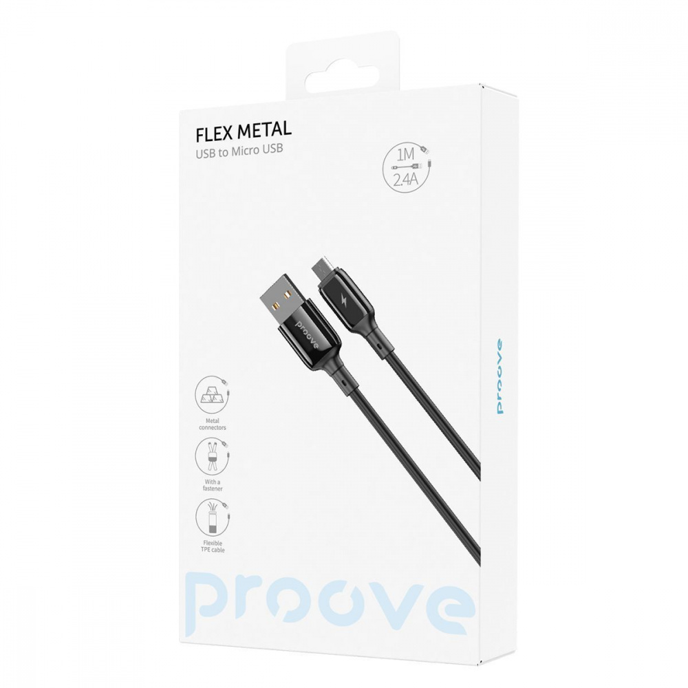 Кабель Proove Flex Metal USB to Micro USB 2.4A (1m) - фото 1