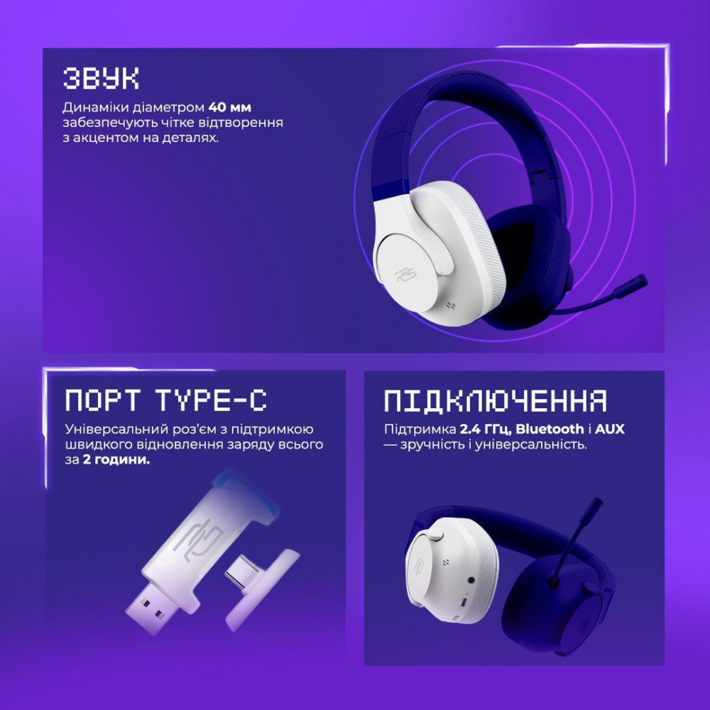Бездротова ігрова гарнітура Proove Gaming Bliss Pro (APP) white (GHBLPPP10002) Білий на малюнкі №5
