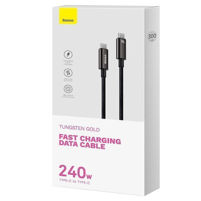 Кабель Baseus Tungsten Gold Fast Charging Type-C to Type-C 240W (3m) — Придбати в Україні