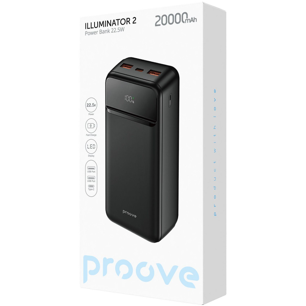 Портативная Батарея Proove Illuminator 2 22.5W 20000mAh black на картинке №2