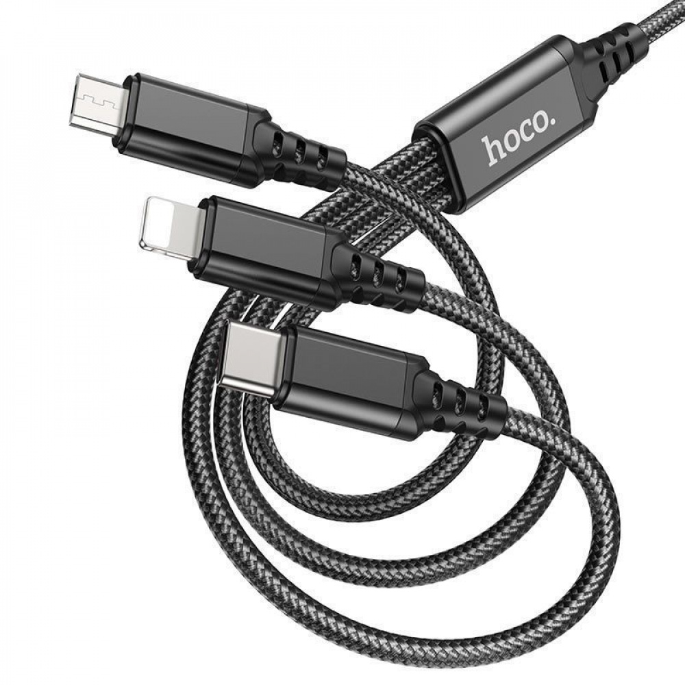 Кабель Hoco X76 Super charging 3-in-1 (Lightning+Micro USB+Type-C) (1m)