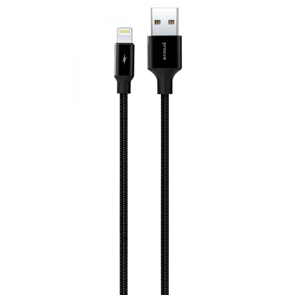 Кабель Proove Light Weft USB to Lightning 2.4A (1m) black на малюнкі №1