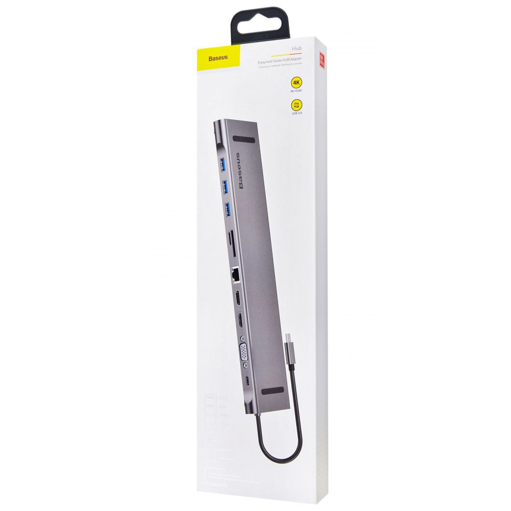 USB-Хаб Baseus Enjoyment Series Type-C Notebook (PD/HD4K*2/VGA/RJ45/SD/TF/USB*3/Adapter) — Придбати в Україні - фото 1