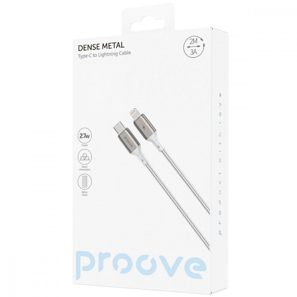 Кабель Proove Dense Metal Type-C to Lightning 27W (2m) white на малюнкі №2