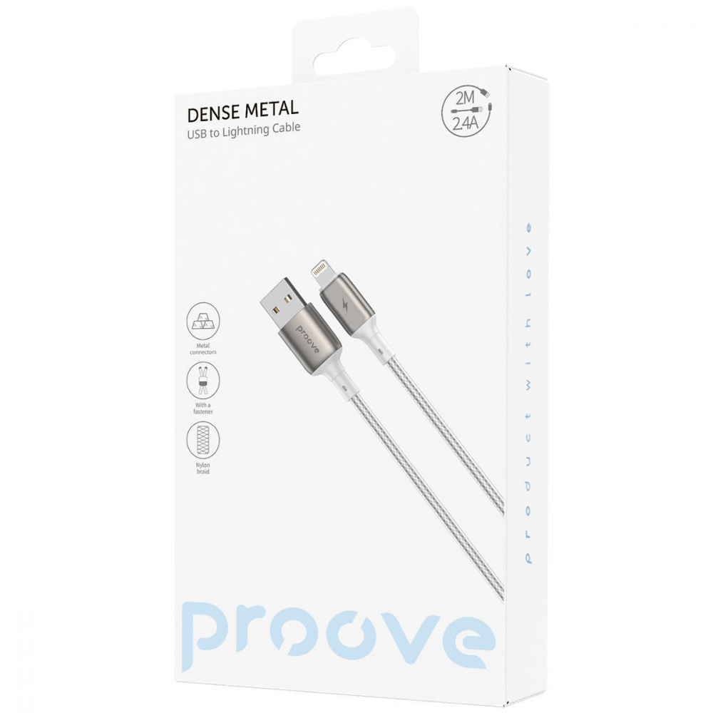 Кабель Proove Dense Metal USB to Lightning 2.4A (2m) — Придбати в Україні - фото 1