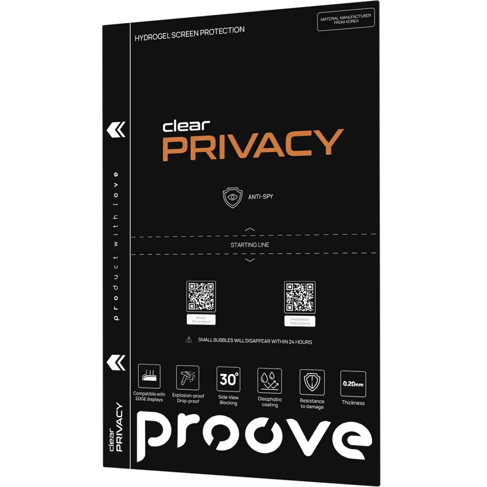 Защитная гидрогелевая пленка Proove Hydrogel Screen Protection PRIVACY Clear - фото 1