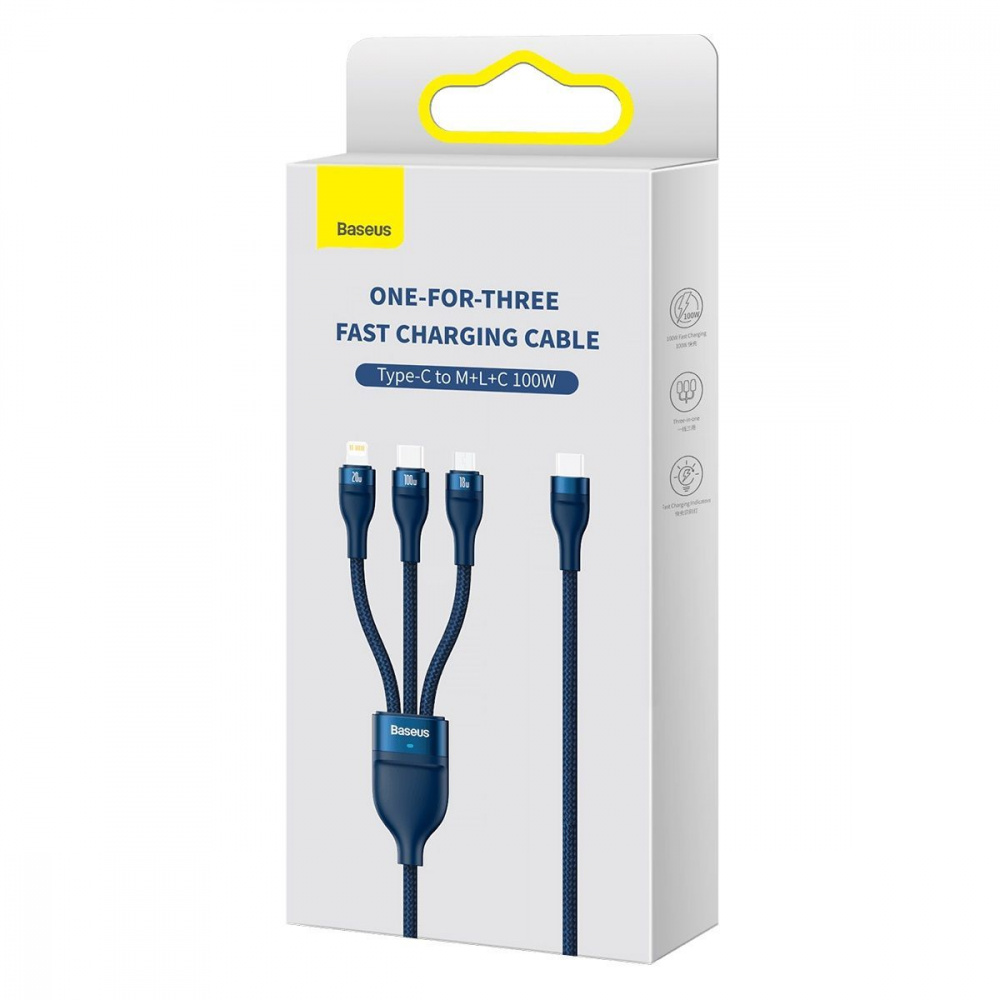 Кабель Baseus Flash Series 2 One-for-three Fast Charging Type-C (Micro USB+Lightning+Type-C) 100W — Придбати в Україні