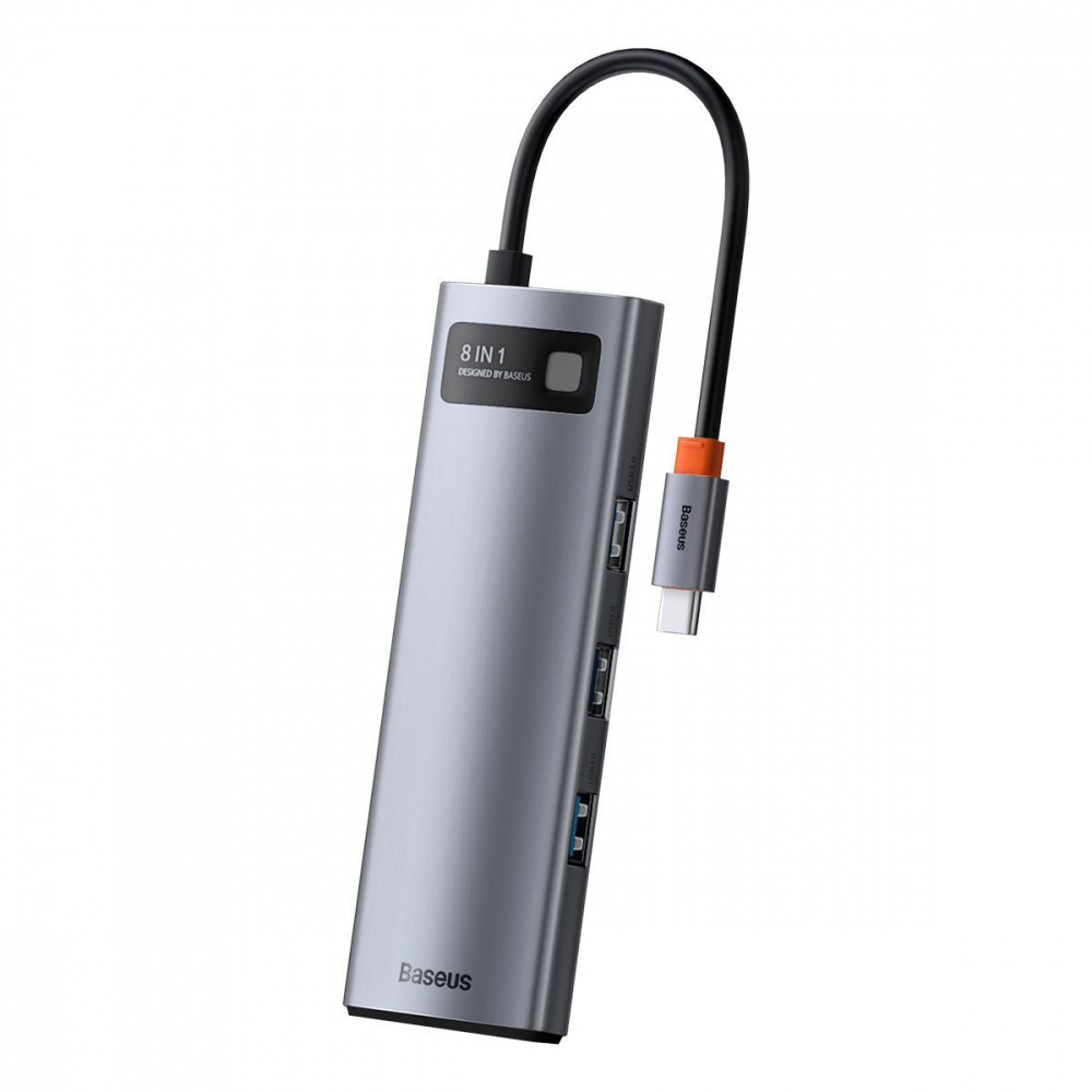 USB-Хаб Baseus Metal Gleam Series 8-in-1 (3xUSB3.0 + 4KHD + RJ45 + Type-C + TF + SD) - фото 10