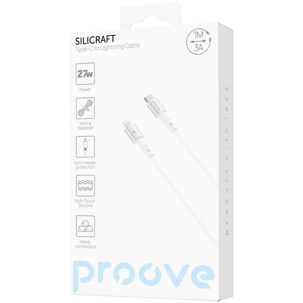 Кабель Proove Silicraft Type-C to Lightning 27W (1m) white (CCSC27002102) Білий на малюнкі №2